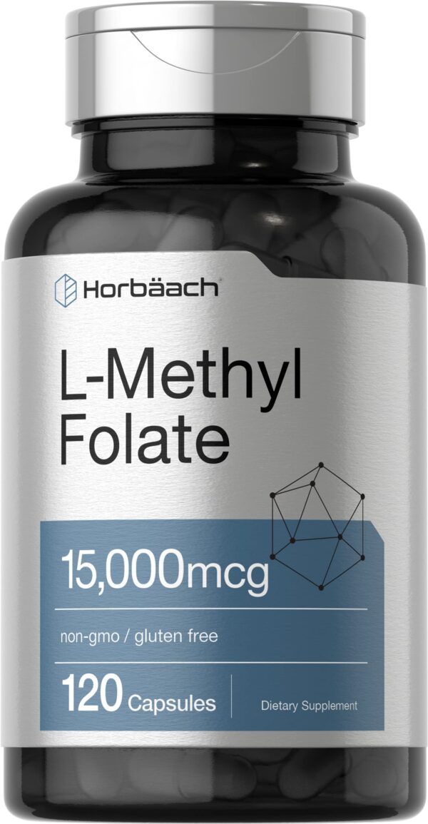 Frente de la botella Horbaach L-Methylfolate 15000 mcg