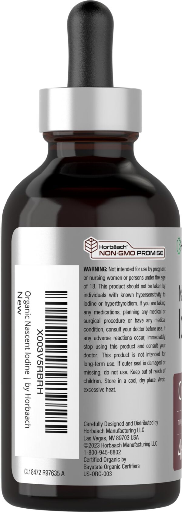 Frasco de Horbaach Nascent Iodine Drops - detalle