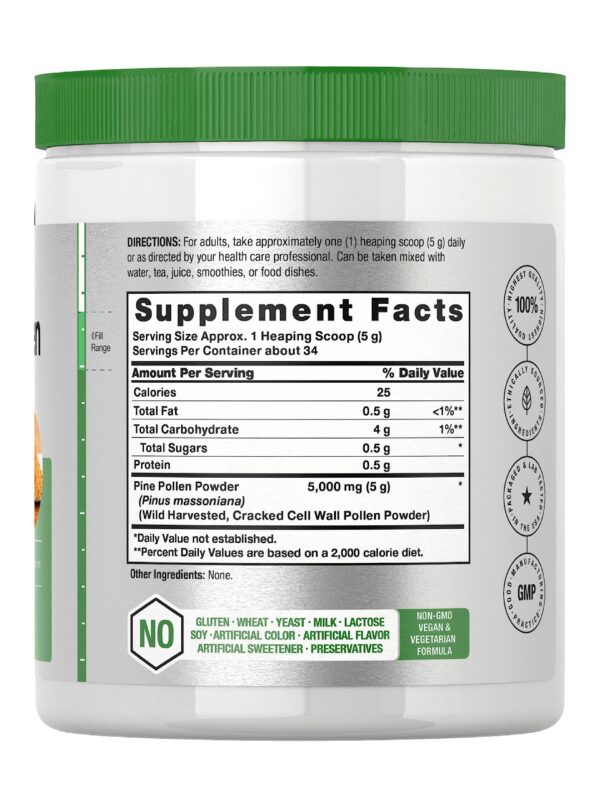 Polen de pino Horbaach etiqueta posterior