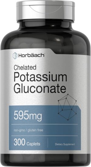 Envase frontal de Horbaach gluconato de potasio quelado 595 mg
