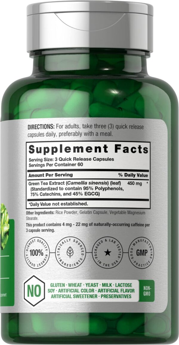 Etiqueta del producto Horbaach té verde extracto en cápsulas