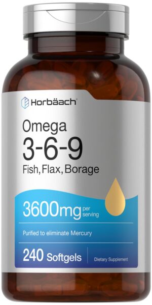 Frasco Horbäach Triple Omega 3-6-9 240 cápsulas blandas