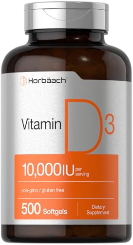Horbäach Vitamina D3 10000 UI envase frontal 500 cápsulas
