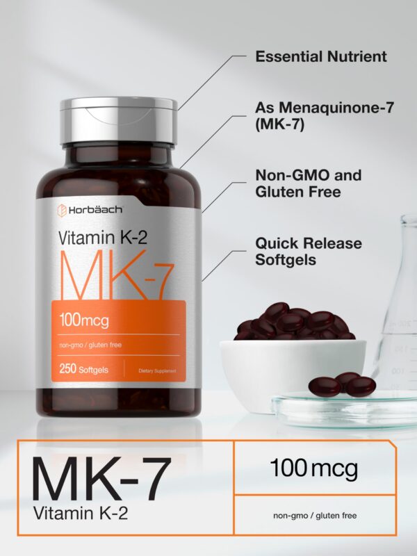 Horbäach vitamina k2 mk7 cápsulas para soporte diario
