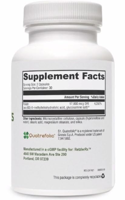 HormoneSynergy cápsulas vegetales de ácido fólico 5-mthf