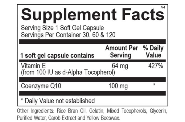Etiqueta frontal de CoQ10 100 mg HormoneSynergy