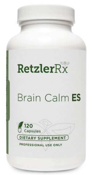 Version 1.0.0 Frasco de RetzlerRx Brain Calm ES con etiqueta