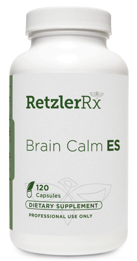 Frasco de RetzlerRx Brain Calm ES con etiqueta