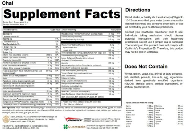 HormoneSynergy suplemento digestivo metabólico empaquetado chai
