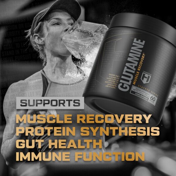 Etiqueta frontal de HOSSTILE Glutamine fermentado