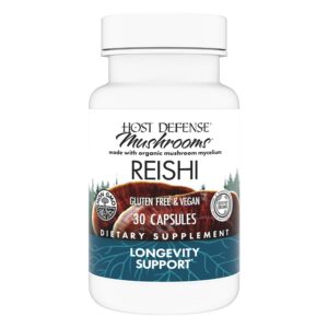 Host Defense cápsulas de reishi para salud inmune y corazón