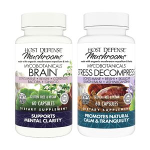 Paquete Host Defense con cápsulas MycoBotanicals Brain y Stress Decompress