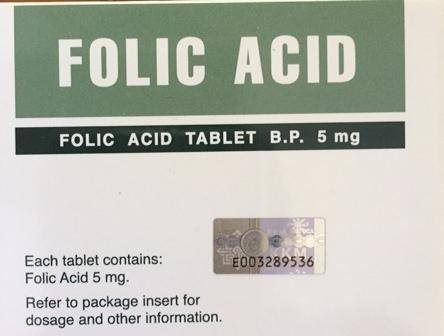 Frasco HOVID ácido fólico 5 mg