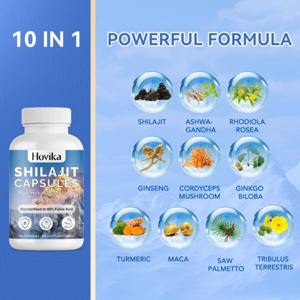 Frasco de cápsulas Shilajit Hovika 6000mg