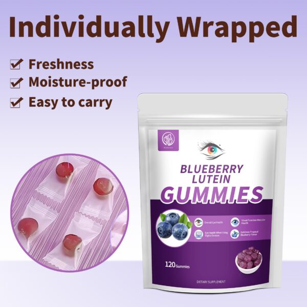 Frente del envase Hudetex Blueberry Lutein Gummies