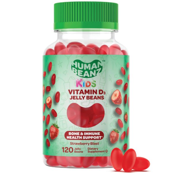 Version 1.0.0 Human Beanz gomitas vitamina d3 para niños sabor fresa 120 unidades
