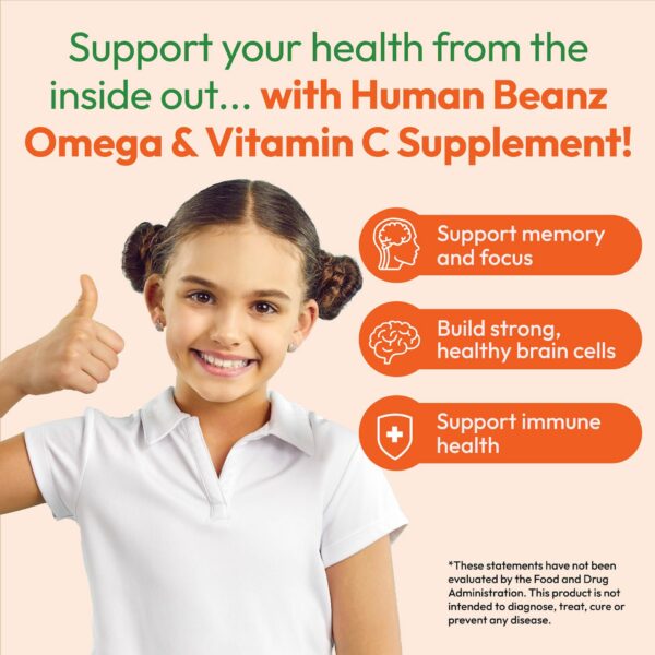 Etiqueta frontal Human Beanz Kids Omega-3 con DHA