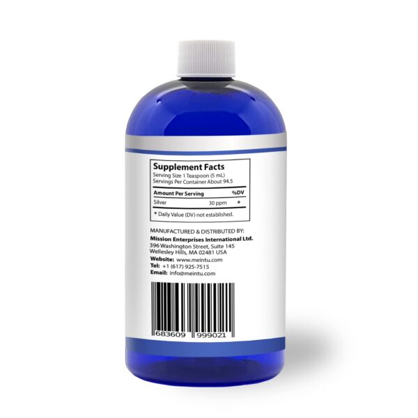 Detalle del frasco de plata coloidal