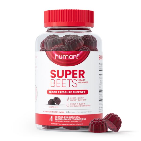 Version 1.0.0 humanN SuperBeets gomitas corazón sabor granada y baya 60 unidades