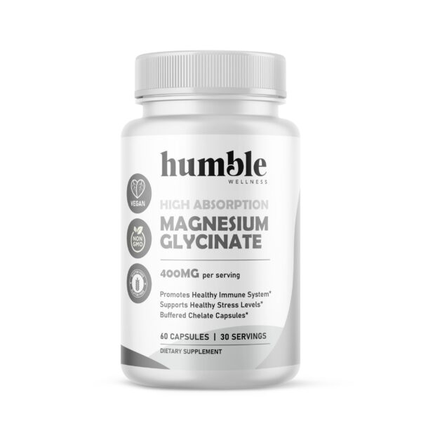 Capsulas de magnesio glicinato Humble Wellness frontal