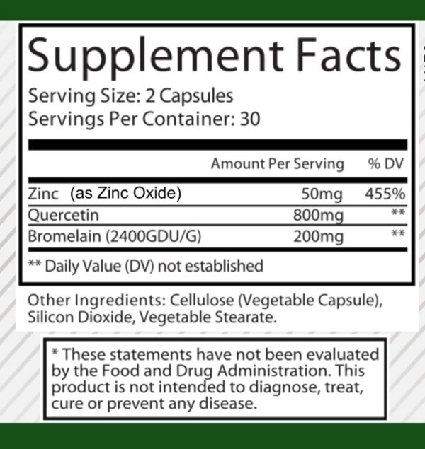 Cápsulas de zinc quercetina bromelina