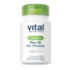 Hyperbiotics Vital Nutrients Pro-15 frasco con probióticos y prebióticos veganos