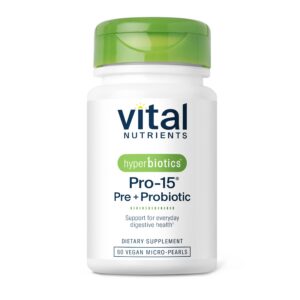 Version 1.0.0 Hyperbiotics Vital Nutrients Pro-15 frasco con probióticos y prebióticos veganos