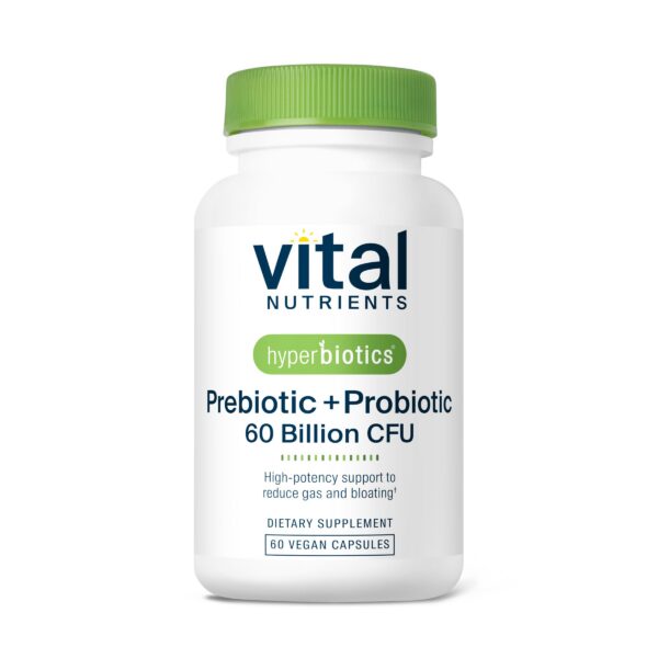 Botella de Hyperbiotics Vital Nutrients probiótico vegano con 60 mil millones CFU