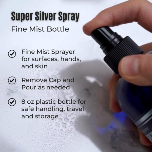 Etiqueta frontal del spray de plata coloidal