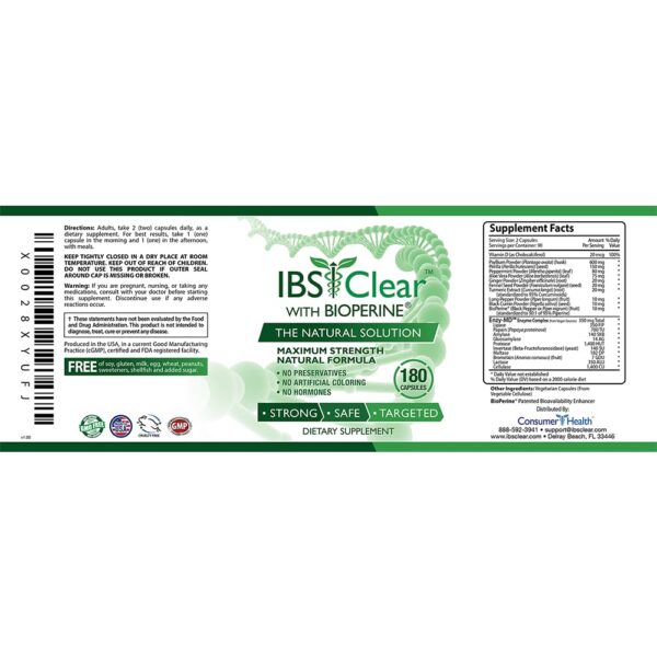 IBS Clear suplemento digestivo natural vista lateral