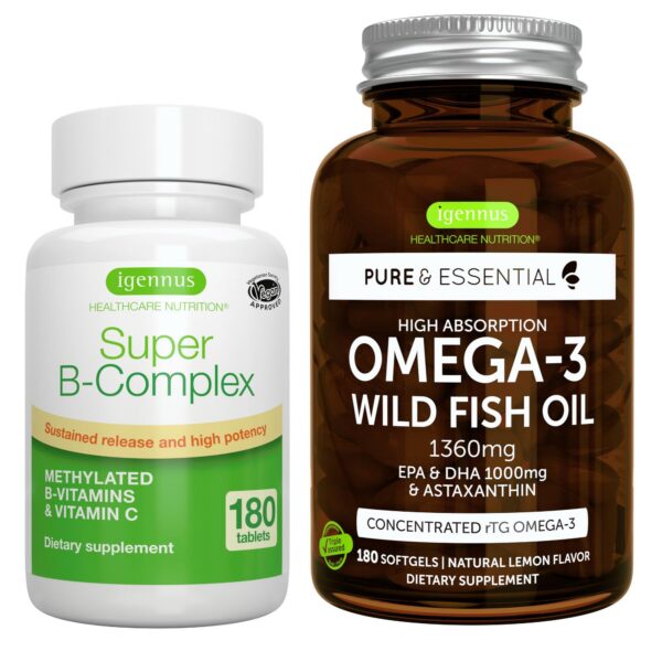 Etiqueta frontal Igennus B-Complex Omega-3