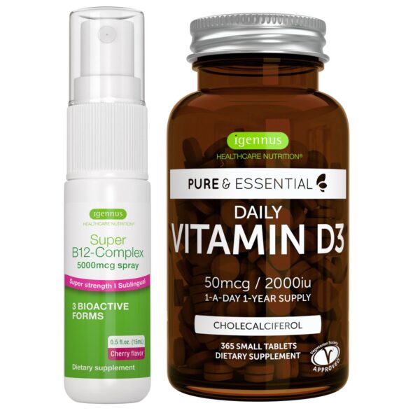 Version 1.0.0 Igennus D3 y B12 bundle frasco y tabletas