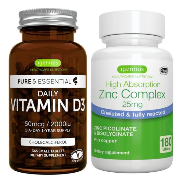 Empaque frontal Igennus Daily Vitamin D3 + Zinc Complex