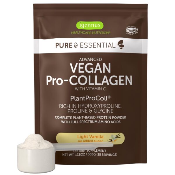 Version 1.0.0 Frente del envase Igennus Advanced Vegan Vanilla Collagen Peptide Powder