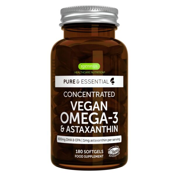 Igennus Omega-3 algas frasco y cápsulas suaves
