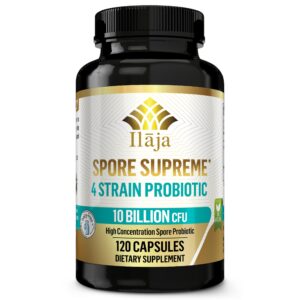 Frente de la botella ILAJA Spore Supreme Probiòtico