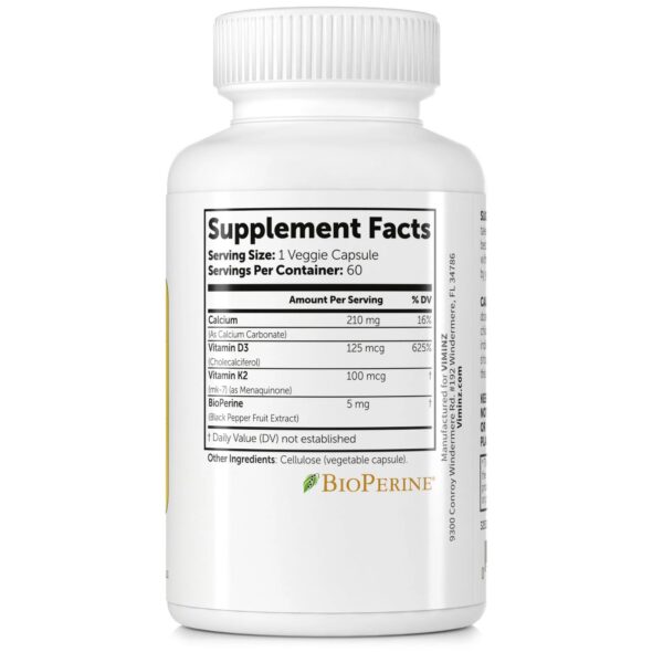 Imagen lateral cápsulas vitamina d3 k2 viminz