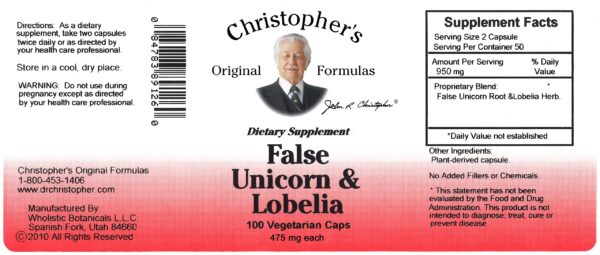 Version 1.0.0 Imagen lateral del producto Dr. Christopher's Cleanse False Unicorn y Lobelia