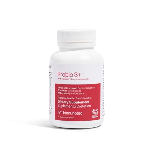 Version 1.0.0 Immunotec Probio 3+ botella con cápsulas y arándano para digestión saludable