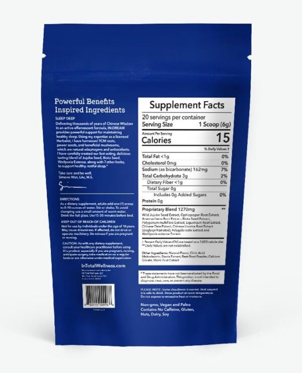 Fórmula herbal IN:DREAM con 10 hierbas antioxidantes y adaptógenos