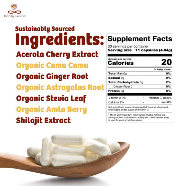 Etiqueta Infinity Greens cápsulas