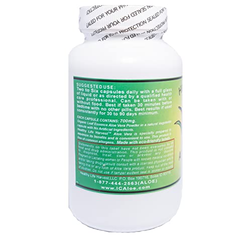 Información nutricional cápsulas ICAloe Healthy Life Harvest
