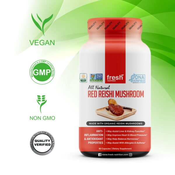 Información nutricional cápsulas Reishi Fresh Nutrition