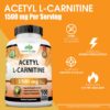 Información nutricional de suplemento Acetil L-Carnitina 1500 mg NaturaLife Labs
