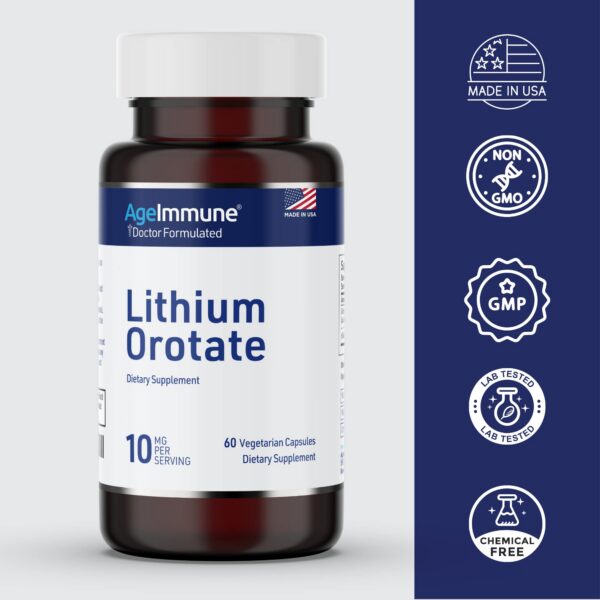 Información nutricional del suplemento AgeImmune Lithium Orotate