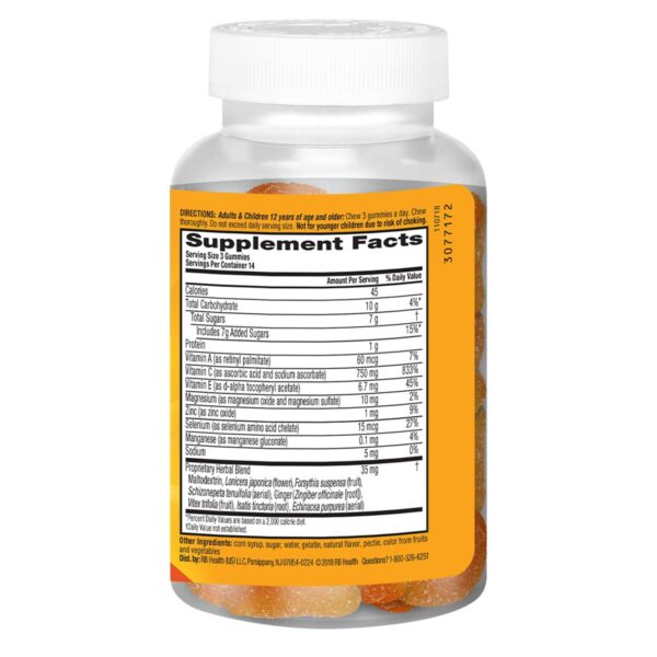 Información nutricional gomitas Airborne paquete doble