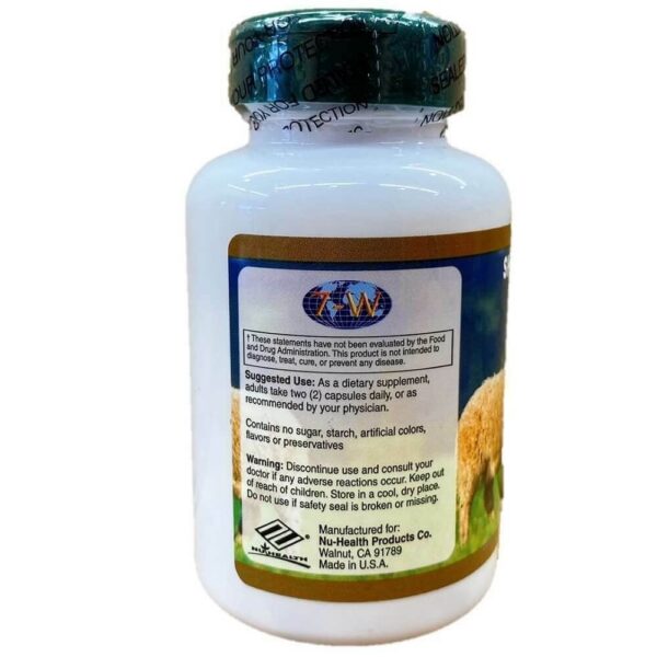 Información nutricional Complejo Placenta de Oveja Nu Health