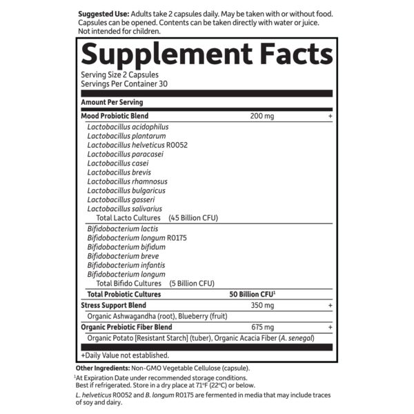 Información nutricional Garden of Life Dr. Formulated probióticos