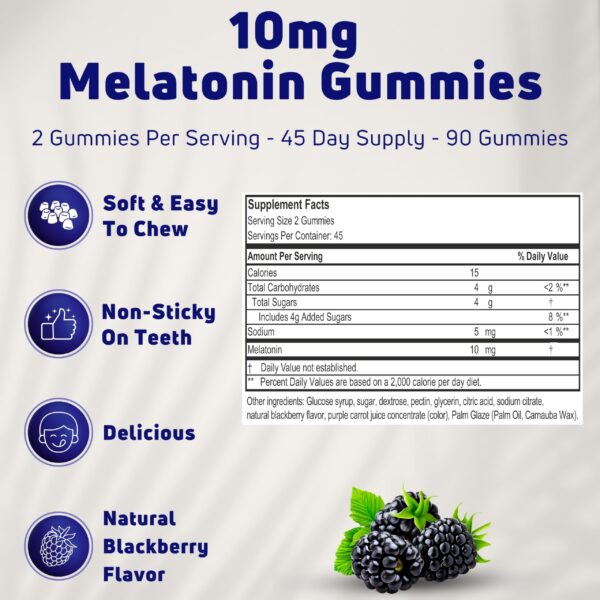 Información nutricional gomitas melatonina NUELATION