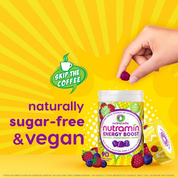 Información nutricional gomitas Nutramin energía veganas